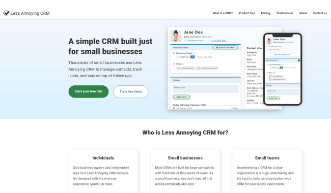 Software crm free less annoying
