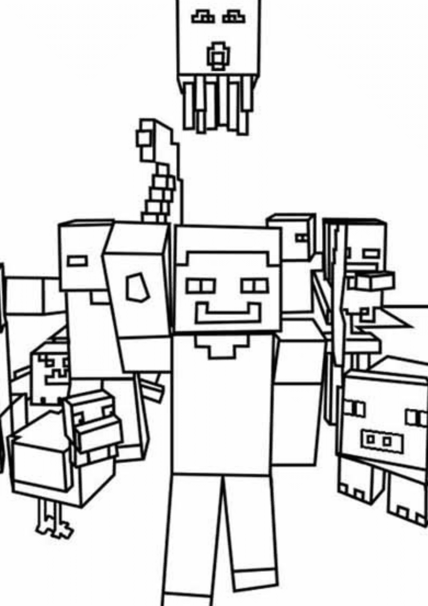 50 Desenhos Para Colorir E Pintar Minecraft - Folha A4 Inteira! 1