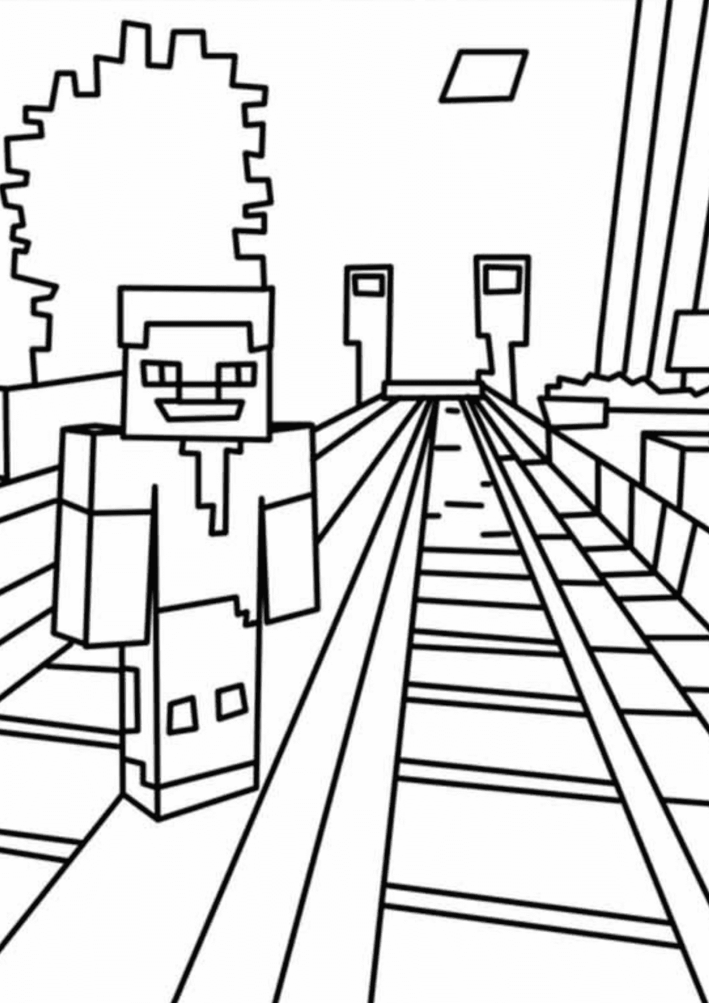 Desenho de Minecraft Cenário de Luta para colorir