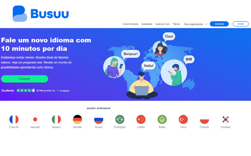 Como estudar inglês online Busuu