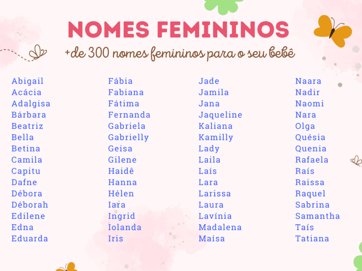 Top 300 Nomes Femininos para escolher em 2023