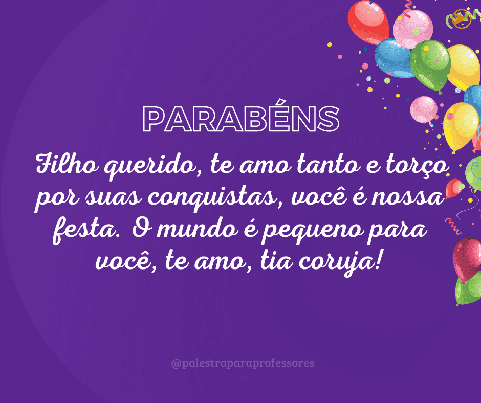 Mensagem de aniversário de tia para sobrinho