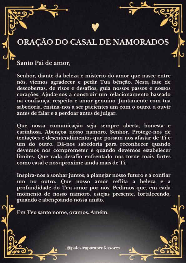 oração do casal de namorados