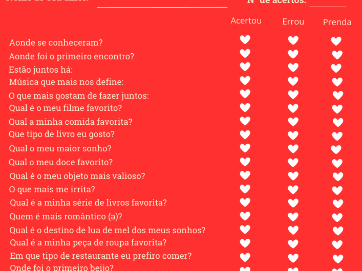 Quiz para Casais: 100 perguntas para conectar com seu Amor ❤️